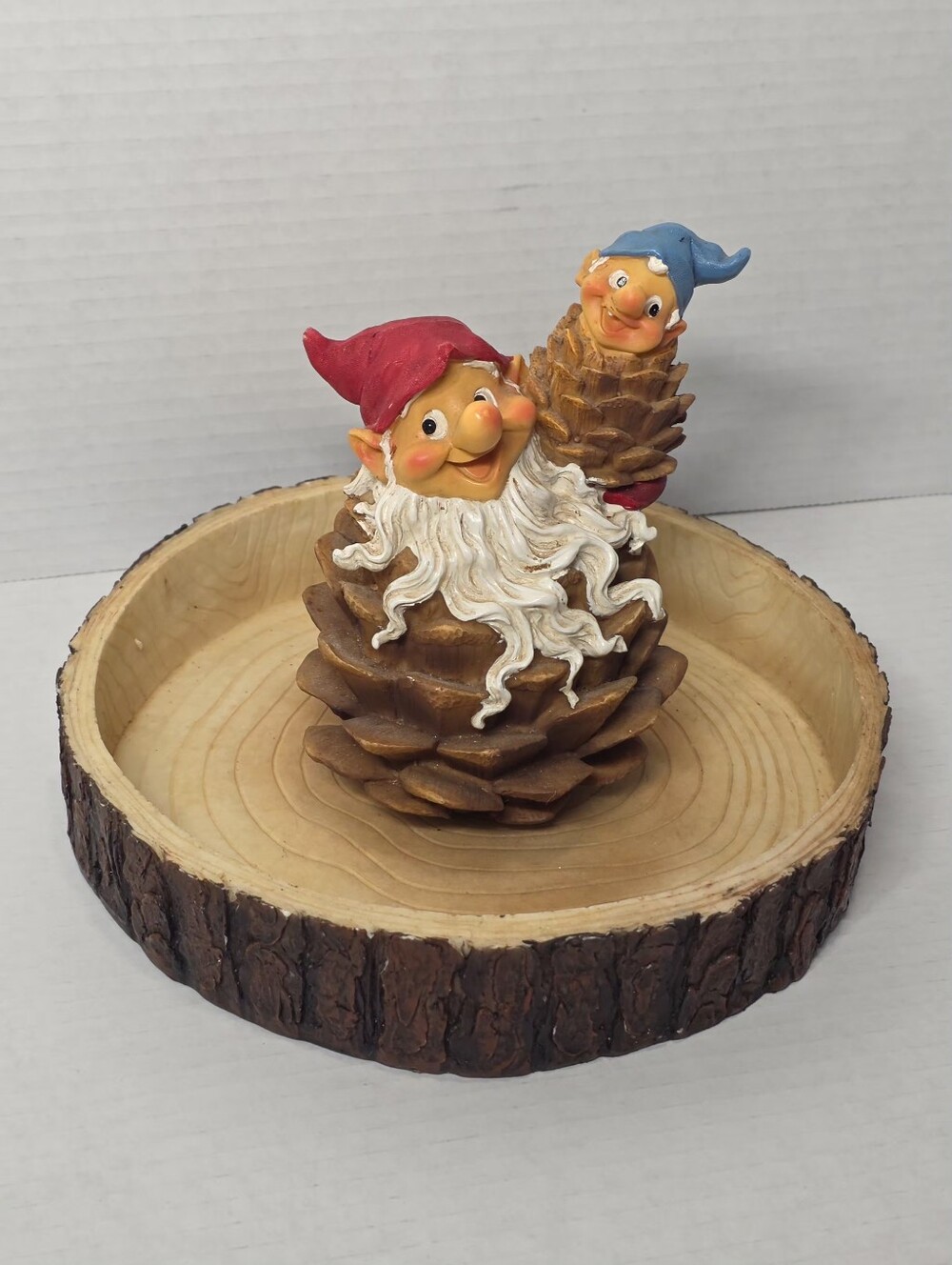 Rare Vintage 1970's Woodland Gnome Bowl Decorative Collectable Pine Cone
